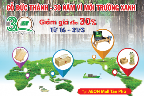 Giảm giá đến 30% sản phẩm Đức Thành tại Aeon Mall Tân Phú