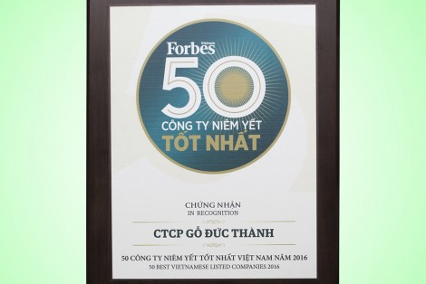 Gỗ Đức Thành vinh dự đạt Top 50 Công ty niêm yết tốt nhất Việt Nam 2016