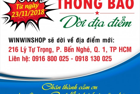 Thông báo dời địa điểm Winwinshop