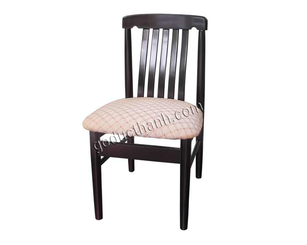 Ghế tựa 5 thanh, nệm vải, Nâu