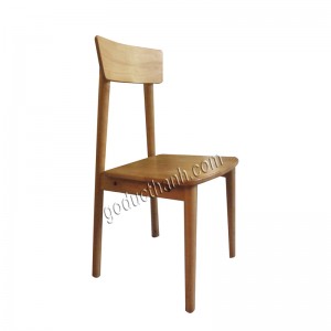 Ghế tựa, chân tròn mặt gỗ, lưng ván ép, Nâu